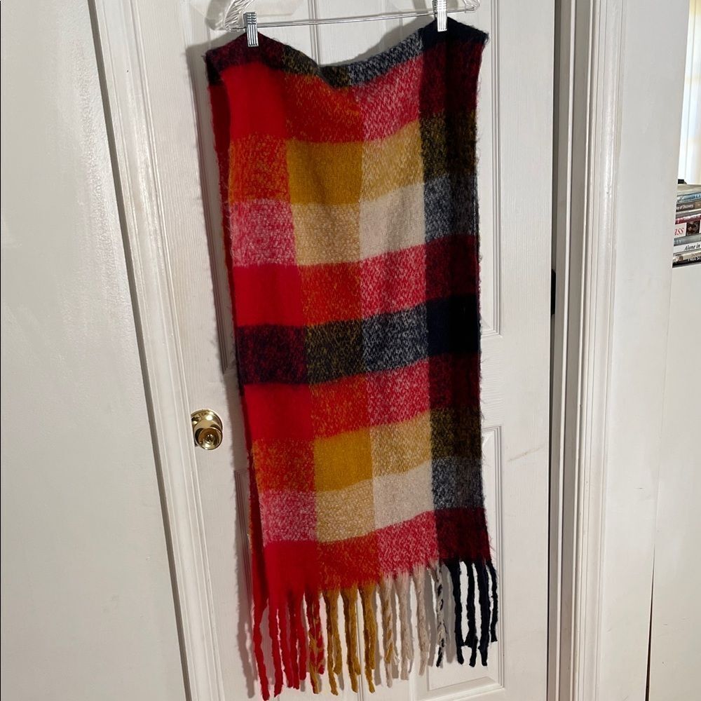 Plaid Multicolor Fringe Scarf